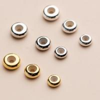 925 Sterling Sølv Prop Beads, med Silicone, Rondelle, forgyldt, forskellig størrelse for valg, flere farver til valg, Solgt af PC