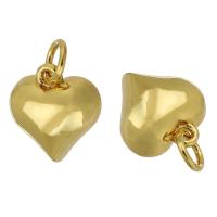 Mässing Hjärta Hängen, guldfärg pläterade, mode smycken & DIY, gyllene, 11x12x4.50mm, Hål:Ca 3mm, Säljs av PC