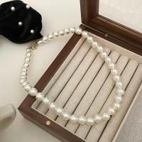 Plastic Pearl Necklace with Brass fashion jewelry & for woman Length Approx 43 cm Sold By PC