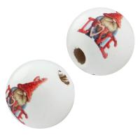 Wood Beads Hemu Beads Round printing DIY white Approx 4mm Approx Sold By Bag