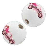 Wood Beads Hemu Beads Round printing DIY white Approx 4mm Approx Sold By Bag