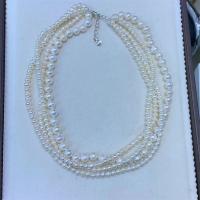 Naszyjnik z naturalnych pereł słodkowodnych, Perła naturalna słodkowodna, biżuteria moda & wielowarstwowa & dla kobiety, biały, długość około 45 cm, sprzedane przez PC