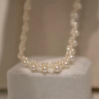 Prirodni Slatkovodni Ogrlica od bisera, Slatkovodni Pearl, s 1.57inch Produžetak lanac, modni nakit & za žene, bijel, 3-6mm, Dužina Približno 14.17 inčni, Prodano By PC