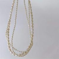 Naszyjnik z naturalnych pereł słodkowodnych, Perła naturalna słodkowodna, biżuteria moda & wielowarstwowa & dla kobiety, biały, 3-6mm, długość około 17 cal, sprzedane przez PC