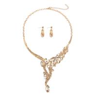 Crystal Jewelry Sets Stud Earring & necklace Zinc Alloy with Crystal with 2.76inch extender chain 2 pieces & for woman & with rhinestone nickel lead & cadmium free 90mm Length Approx 16.93 Inch Sold By Set