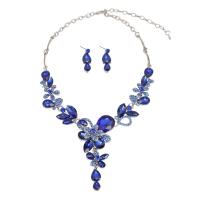 Crystal Jewelry Sets Stud Earring & necklace Zinc Alloy with Crystal with 2.76inch extender chain 2 pieces & fashion jewelry & for woman nickel lead & cadmium free 35mm Length Approx 16.93 Inch Sold By Set