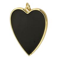 Brass Heart Pendants gold color plated fashion jewelry & DIY & enamel two different colored Approx 3mm Sold By PC