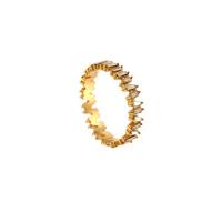 Cyrkonia stali nierdzewnej Ring Finger, Stal nierdzewna 304, ze Sześcienna cyrkonia, różnej wielkości do wyboru & dla kobiety, złoty, 4.50x22.50mm, sprzedane przez PC
