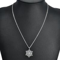 Zinc Alloy Jewelry Necklace Snowflake platinum color plated for woman & with rhinestone Length Approx 17.71 Inch Sold By PC