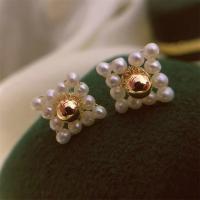 Earrings Pearl Fionnuisce, le Prás, dath an óir plated, jewelry faisin & do bhean, 3-4mm, Díolta De réir Péire