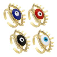 Evil Eye Biżuteria Ring Finger, Mosiądz, Złe oko, Platerowane w kolorze złota, biżuteria moda & mikro utorować cyrkonia & dla kobiety & emalia, dostępnych więcej kolorów, 23.50x17mm, rozmiar:5.5, sprzedane przez PC