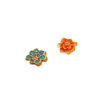 Zinc Alloy Jewelry Beads Flower gold color plated DIY & enamel mixed colors nickel lead & cadmium free Sold By PC