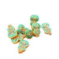 Zinc Alloy Jewelry Beads Calabash gold color plated DIY & enamel green nickel lead & cadmium free 10mm Sold By PC