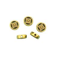 Zinc Alloy Jewelry Beads Flat Round sang gold plated DIY golden nickel lead & cadmium free Sold By PC