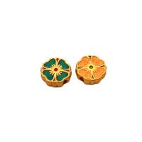 Zinc Alloy Jewelry Beads Flower gold color plated DIY & enamel mixed colors nickel lead & cadmium free 10mm Sold By PC