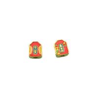 Brass Jewelry Beads sang gold plated double-sided enamel & DIY red nickel lead & cadmium free Sold By PC