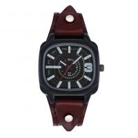 Unisex Wrist Watch Zinc Alloy with PU Leather & Glass Chinese watch movement waterproofless plated Sold By Lot