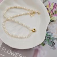 Freshwater Pearl Brass Necklace with Copper Alloy with 1.57inch extender chain gold color plated fashion jewelry & for woman white 5-6mm Length Approx 14.96 Inch Sold By PC