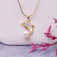 Freshwater Pearl Brass Necklace with Brass Dolphin fashion jewelry & for woman golden Length Approx 45 cm Sold By PC