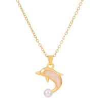 Plastic Pearl Necklace Zinc Alloy with Plastic Pearl with 1.97inch extender chain Dolphin fashion jewelry & for woman golden nickel lead & cadmium free Sold Per Approx 18.11 Inch Strand