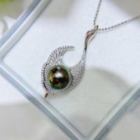 Akoya kultivované perly Náhrdelník, s Mosaz, s 1.97inch extender řetězce, Labuť, módní šperky & pro ženy, 11-12mm, Délka Cca 15.75 inch, Prodáno By PC