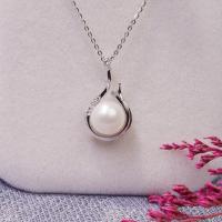 Freshwater Pearl Brass Necklace with Brass fashion jewelry & for woman silver color 9-10mm Length Approx 45 cm Sold By PC