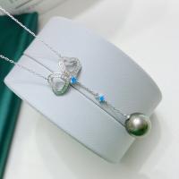 Akoya kultivované perly Náhrdelník, s Mosaz, s 5cm extender řetězce, módní šperky & pro ženy & s drahokamu, stříbro, 11-12mm, Délka Cca 40 cm, Prodáno By PC