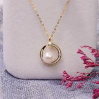 Freshwater Pearl Brass Necklace with Brass fashion jewelry & for woman golden 8-9mm Length Approx 45 cm Sold By PC