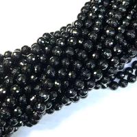 Prirodni Crna ahat perle, Crna Agate, Krug, uglađen, možete DIY & različite veličine za izbor & faceted, crn, Prodano Per Približno 38-40 cm Strand