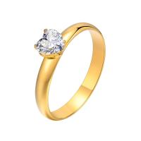 Cubic Zirconia Stainless Steel Finger Ring 304 Stainless Steel Heart Vacuum Ion Plating & for woman & with cubic zirconia golden 3mm Sold By PC