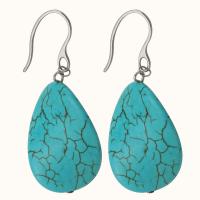 Turquoise Earring 316 Stainless Steel with turquoise polished fashion jewelry & for woman blue 58mm Sold By Lot