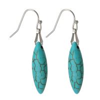 Turquoise Earring 316 Stainless Steel with turquoise polished fashion jewelry & for woman blue 43mm Sold By Lot