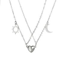 Pár náhrdelník, Titanium ocel, s 7cm extender řetězce, Srdce, 2 kusy & unisex & s magnetickým, Původní barva, Délka Cca 45 cm, Prodáno By nastavit