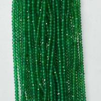 Φυσικά Χάντρες Πράσινη Agate, Γύρος, γυαλισμένο, διαφορετικό μέγεθος για την επιλογή & πολύπλευρη, πράσινος, Sold Per Περίπου 14.96 inch Strand