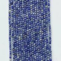 Kamienne koraliki z niebieskimi plamkami, Niebieski kamień plamkowy, Koło, obyty, fasetowany, niebieski, 4x4mm, sprzedawane na około 14.96 cal Strand