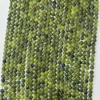 Perles en jade, Jade du Sud, Rond, poli, facettes, vert, 4mm, Vendu par Environ 14.96 pouce brin