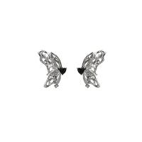 Zinc Alloy Stud Earring Butterfly silver color plated fashion jewelry & micro pave cubic zirconia & for woman nickel lead & cadmium free Sold By Pair
