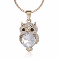 Zinc Alloy Sweater Chain Necklace Owl fashion jewelry & for woman & with rhinestone nickel lead & cadmium free Sold Per Approx 17.13 Inch Strand