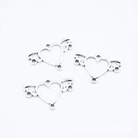 Zinc Alloy Heart Pendants silver color plated DIY & hollow nickel lead & cadmium free Approx 1mm Sold By PC