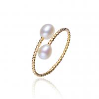 Freshwater Pearl Finger Ring with Brass gold color plated fashion jewelry & for woman 4-5mm Sold By PC