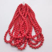 Jade perle, Mashan Jade, Krug, uglađen, možete DIY & različite veličine za izbor, crven, Prodano Per Približno 40 cm Strand