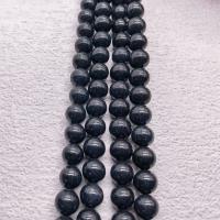 Jade Perlen, Mashan Jade, rund, poliert, DIY & verschiedene Größen vorhanden, schwarz, verkauft per ca. 40 cm Strang
