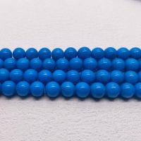 Jade Perlen, Mashan Jade, rund, poliert, DIY & verschiedene Größen vorhanden, blau, verkauft per ca. 40 cm Strang