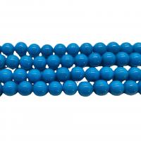 Jade Perlen, Mashan Jade, rund, poliert, DIY & verschiedene Größen vorhanden, blau, verkauft per ca. 40 cm Strang