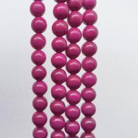 Jade Perlen, Mashan Jade, rund, poliert, DIY & verschiedene Größen vorhanden, rosakarmin, verkauft per ca. 40 cm Strang