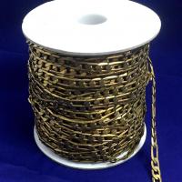Mosazný obrubníkový řetěz, Mosaz, barva pozlacený, DIY, zlatý, nikl, olovo a kadmium zdarma, 4.50mm, Prodáno By m