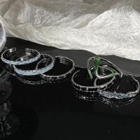 Messing armband met micro-paved kubieke zirconia's, platinum plated, micro pave zirconia & voor vrouw & glazuur, meer kleuren voor de keuze, 60mm, Verkocht door PC