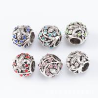 Zinc Alloy European Beads barrel silver color plated DIY & with rhinestone nickel lead & cadmium free Approx Sold By Bag