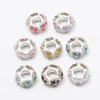 Zinc Alloy European Beads Rondelle silver color plated DIY & enamel nickel lead & cadmium free Approx Sold By Bag