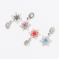 European Style Zinc Alloy Dangle Beads Snowflake silver color plated DIY & with rhinestone nickel lead & cadmium free 10-20mm Approx Sold By Bag